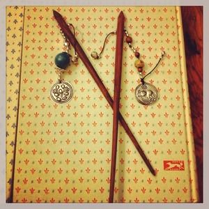 Pretty wooden hair sticks from Thailand
