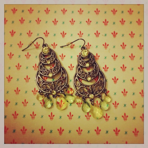 Chartreuse colored chandelier boho earrings
