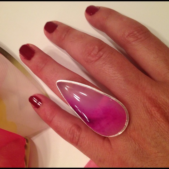Jewelry - 💖💖Size 10 pink natural Agate Stamped 925 ring 💖