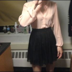 Peach chiffon blouse top. Size M