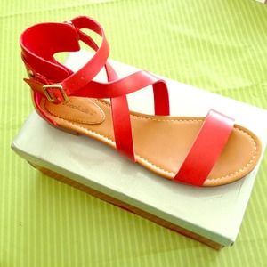 Red Gladiator Flat Sandals size 11