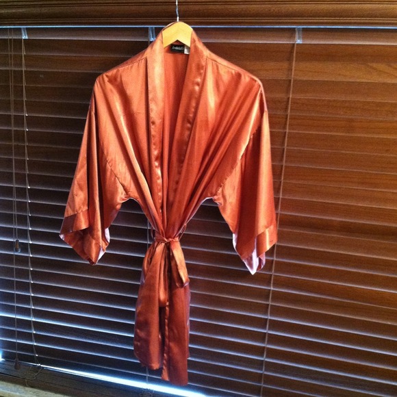 Burnt Orange Fredrick's of Hollywood short Robe