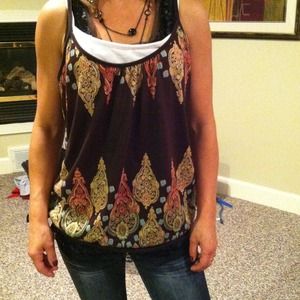 Brown shirt with fake tank top