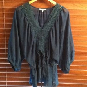 Sheer dark green top