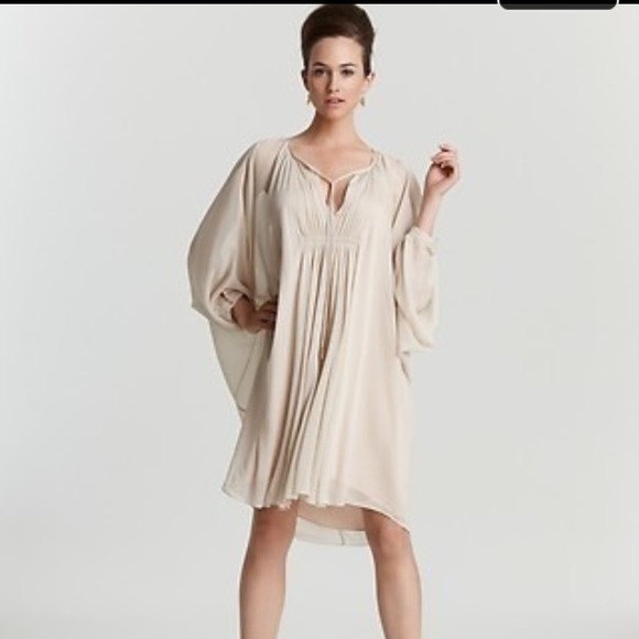 dvf fleurette silk chiffon dress Diane Von Furstenberg DvF Fleurette champagne coloured silk chifon dress Beige ref.576994