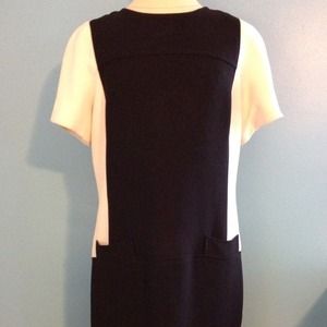 Black & Cream Paneled shift dress