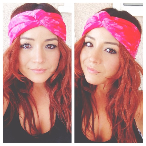KRZA Accessories - Faux turban in pink tie dye