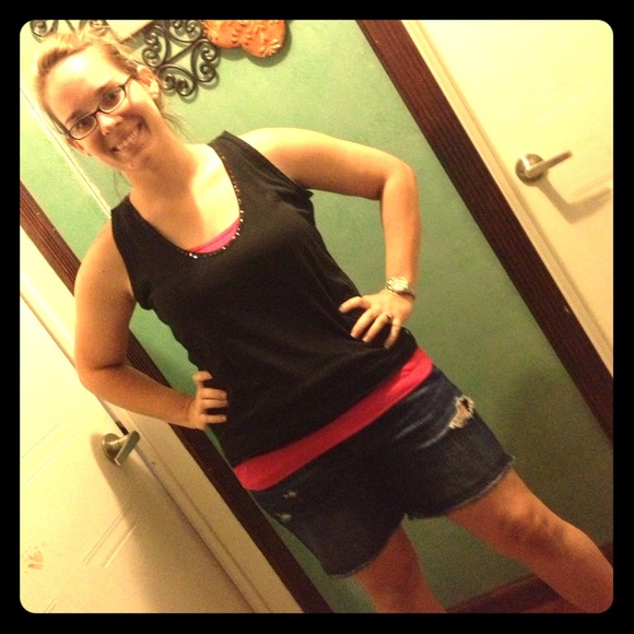 Dark Wash Denim Cut Off Bermuda Shorts