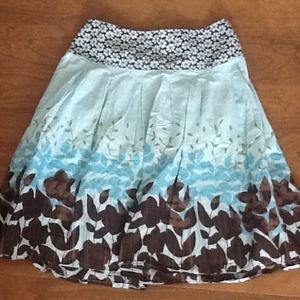 apt 9. Blue skirt with brown flowers