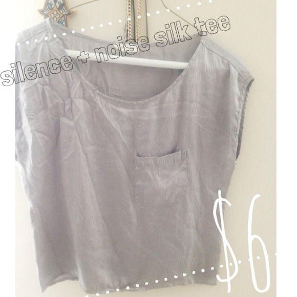 Silence + Noise Urban Outfitters Silver Silky Tee