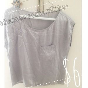 Silence + Noise Urban Outfitters Silver Silky Tee