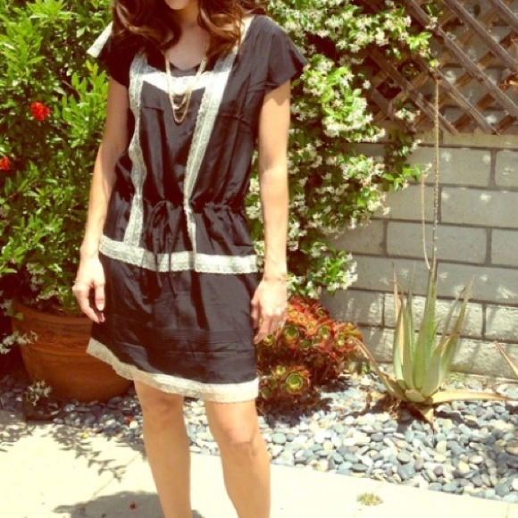 DROP WAIST SILK DRESS