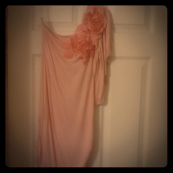 One shouldered shirt dress.