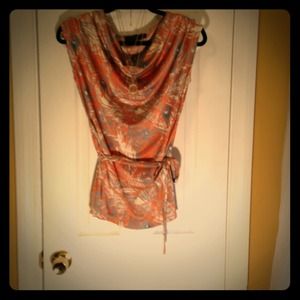 Belted cowl neck peacock tee!