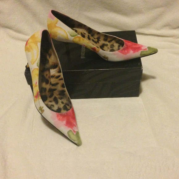 Roberto Cavalli Floral Kitten Heels