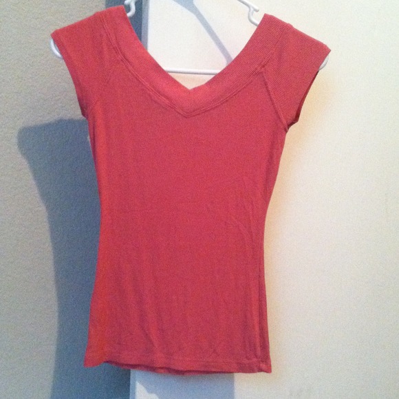 Pink BEBE v-neck shirt - Picture 2 of 3