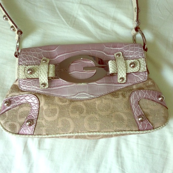 Pink + White Monogram Guess Purse