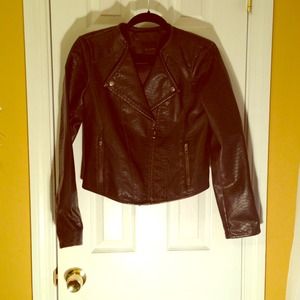 Dark brown snake skin bomber.