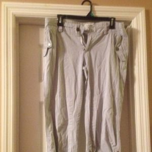 Seer sucker cargo crops or pants.