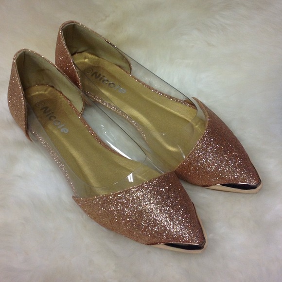 Gold Glitter Contrast Flats - Picture 2 of 2