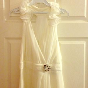 Off White full Length Evening Dress W/Halter Back