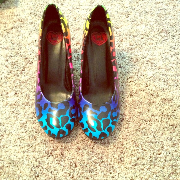 hot topic Shoes - Rainbow leopard heels! Recently reduced price!
