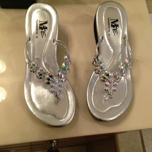 Silver wedge shoes Size 5