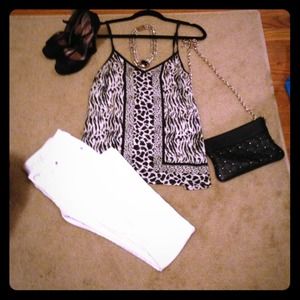 Silk zebra print tank