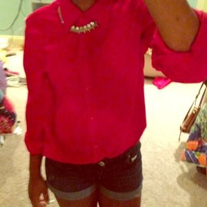 Red button up shirt