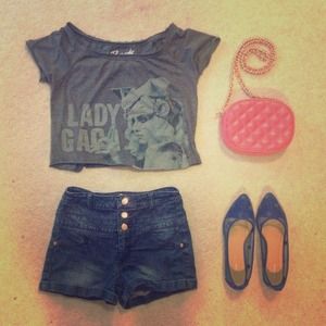 Lady Gaga cutoff shirt