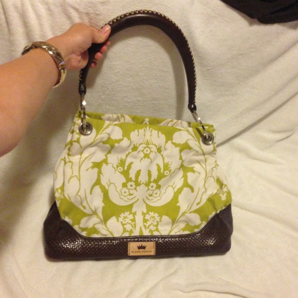 ✂Sale $110✂Elaine Turner Chartreuse & Brown Purse