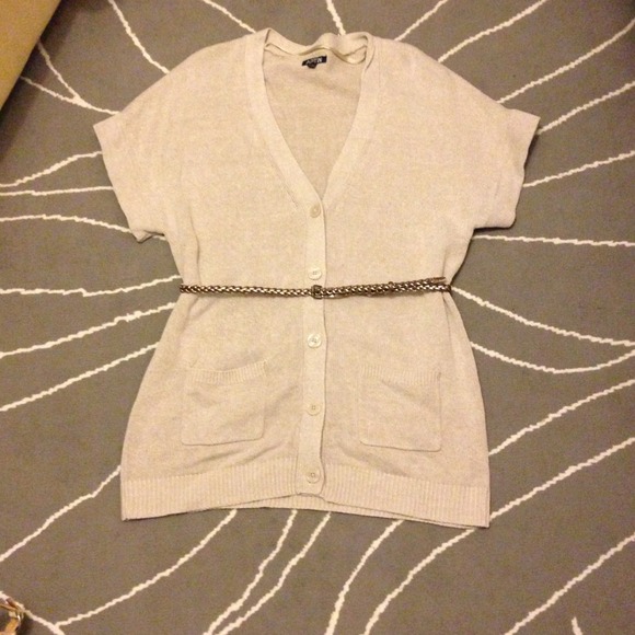 Beige Apt. 9 sweater with matching braided belt