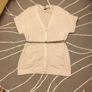 Beige Apt. 9 sweater with matching braided belt