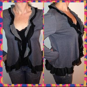 Ruffle open cardigan