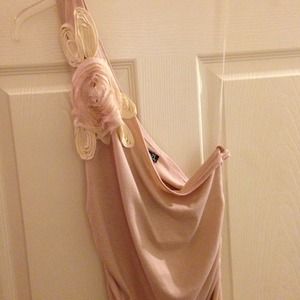 Blush Pink asymmetrical dress with flower detail