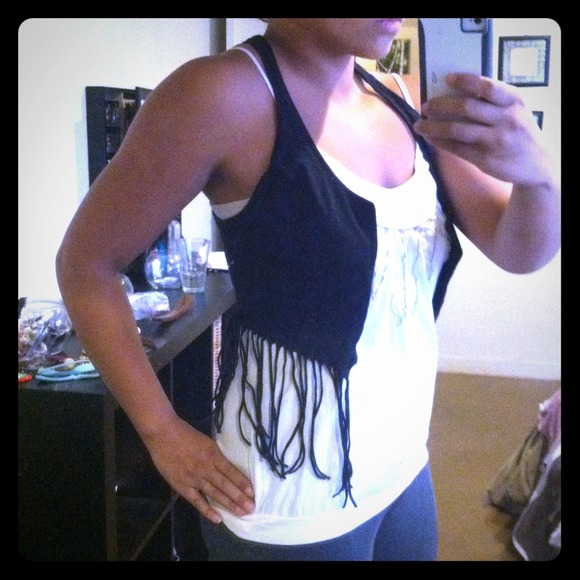 Bundle Edgy frilly hipster black vest