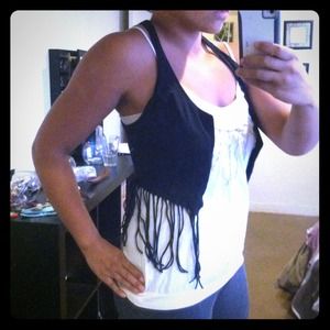 Bundle Edgy frilly hipster black vest