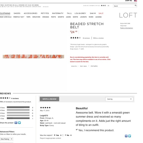 🚫Sold🚫LOFT belt sz XS/S NWT!! Beaded belt! Cute! - Picture 4 of 4