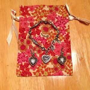 Silver Brighton heart bracelet and earrings