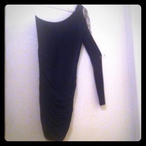 Black one shoulder beaded dress!