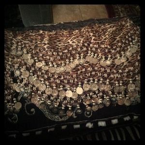 Animal printed belly dancing skirt coin sash