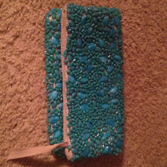 Banana republic turquoise jewel clutch