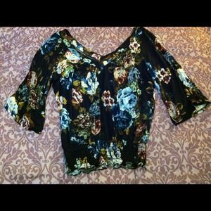 Long sleeve floral cotton shirt ~