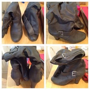 Grey Knee High Boots