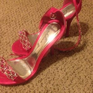 Pink rhinestone heel