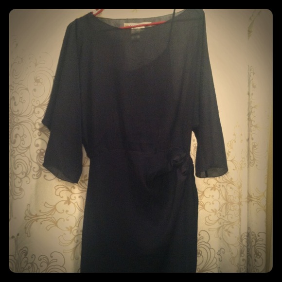 Beautiful navy blue dress with sheer top