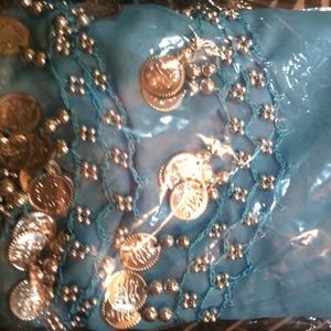 Blue Belly dancer skirt coin sash