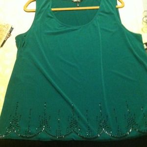 Emerald green and black beaded tank