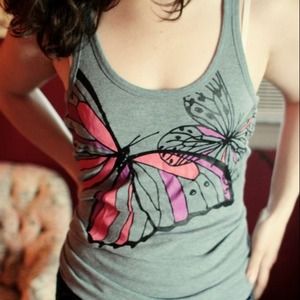 Butterfly Gray Ribbed-Tank!