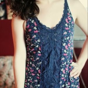 Navy Blue Floral Tank
